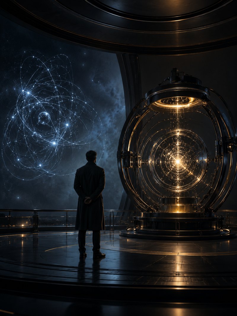 A conceptual image of a finite observer comparing expectation with physical outcome